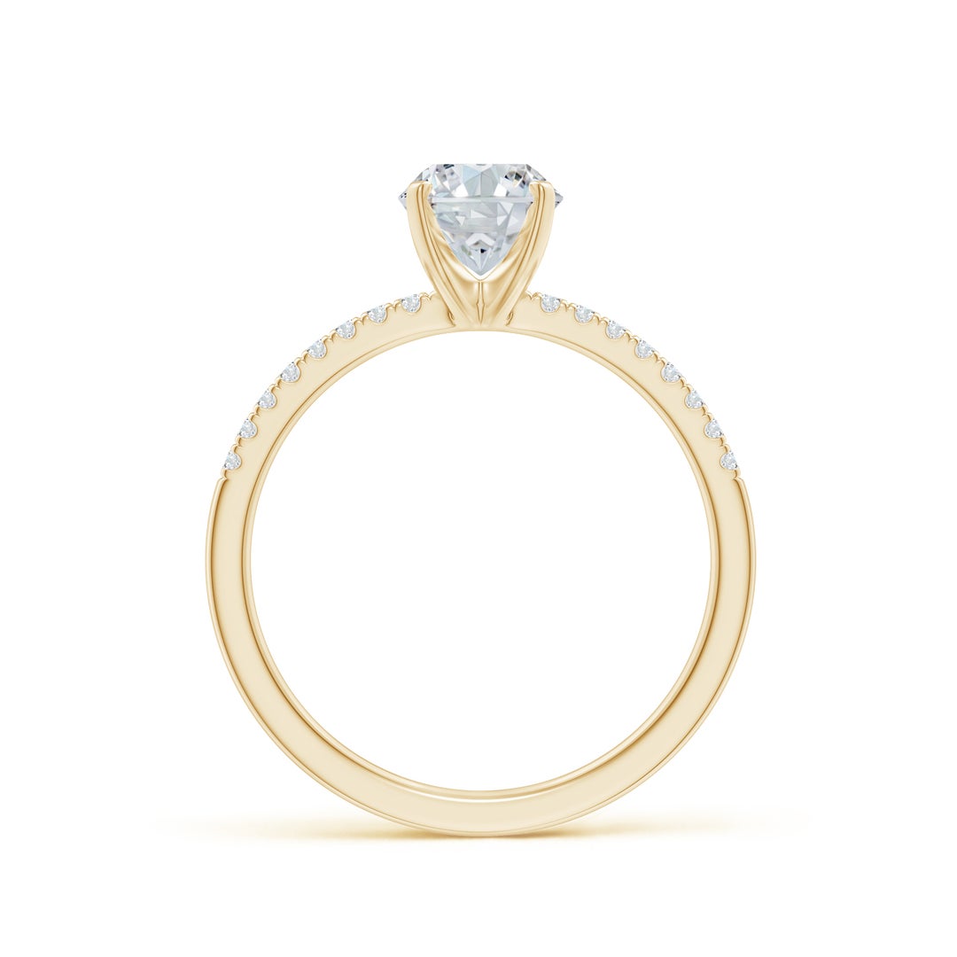 8x6mm FGVS Lab-Grown Peg Head Oval Diamond Classic Engagement Ring in Yellow Gold - side 3