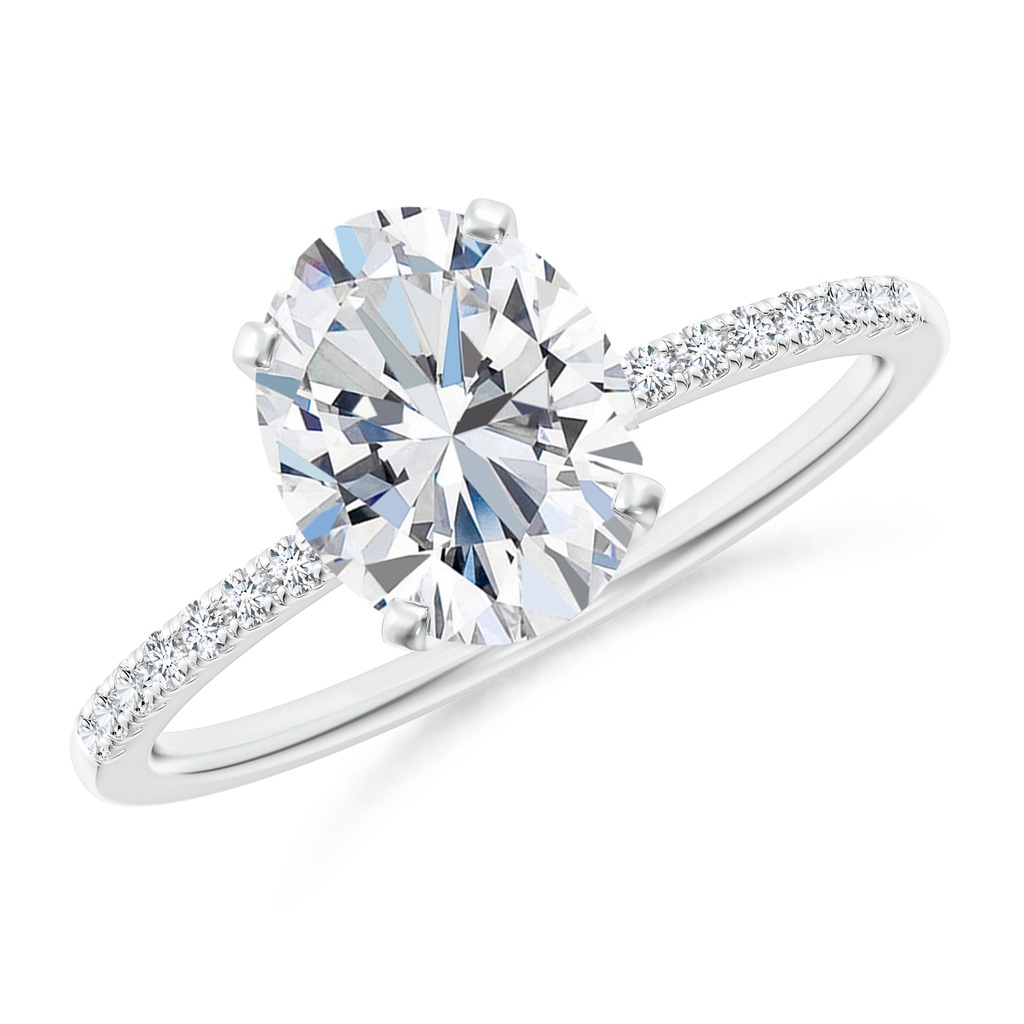 9x7mm FGVS Lab-Grown Peg Head Oval Diamond Classic Engagement Ring in White Gold
