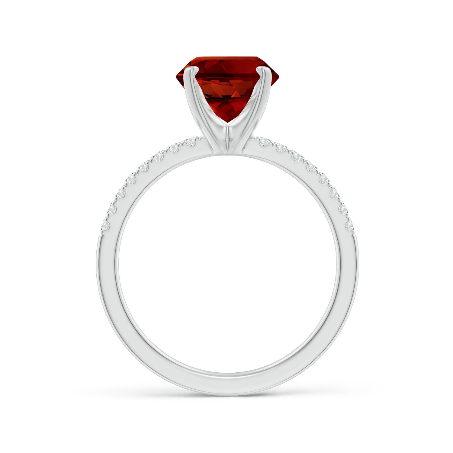 10x8mm Labgrown Lab-Grown Peg Head Oval Ruby Classic Engagement Ring in 18K White Gold