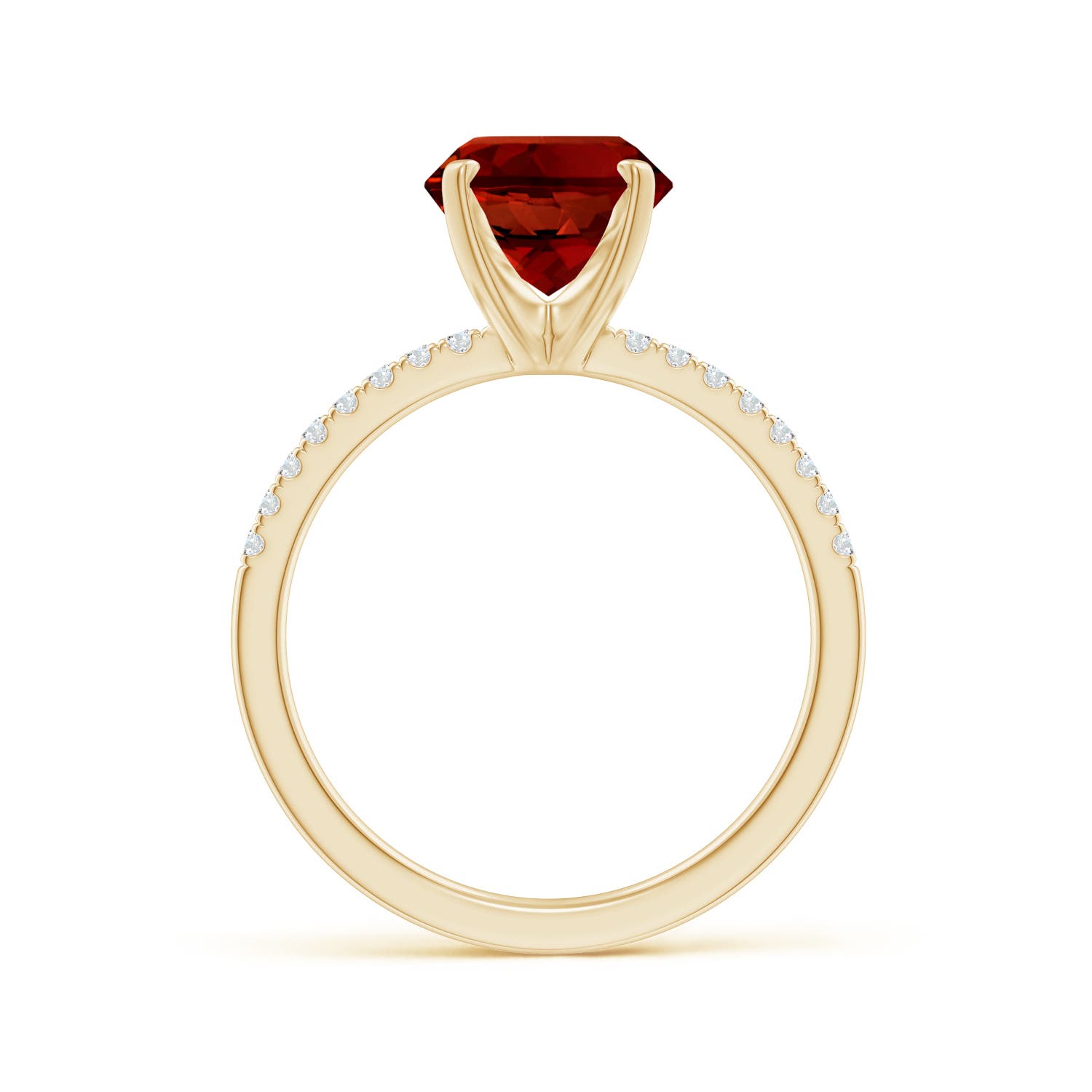 10x8mm Labgrown Lab-Grown Peg Head Oval Ruby Classic Engagement Ring in 18K Yellow Gold