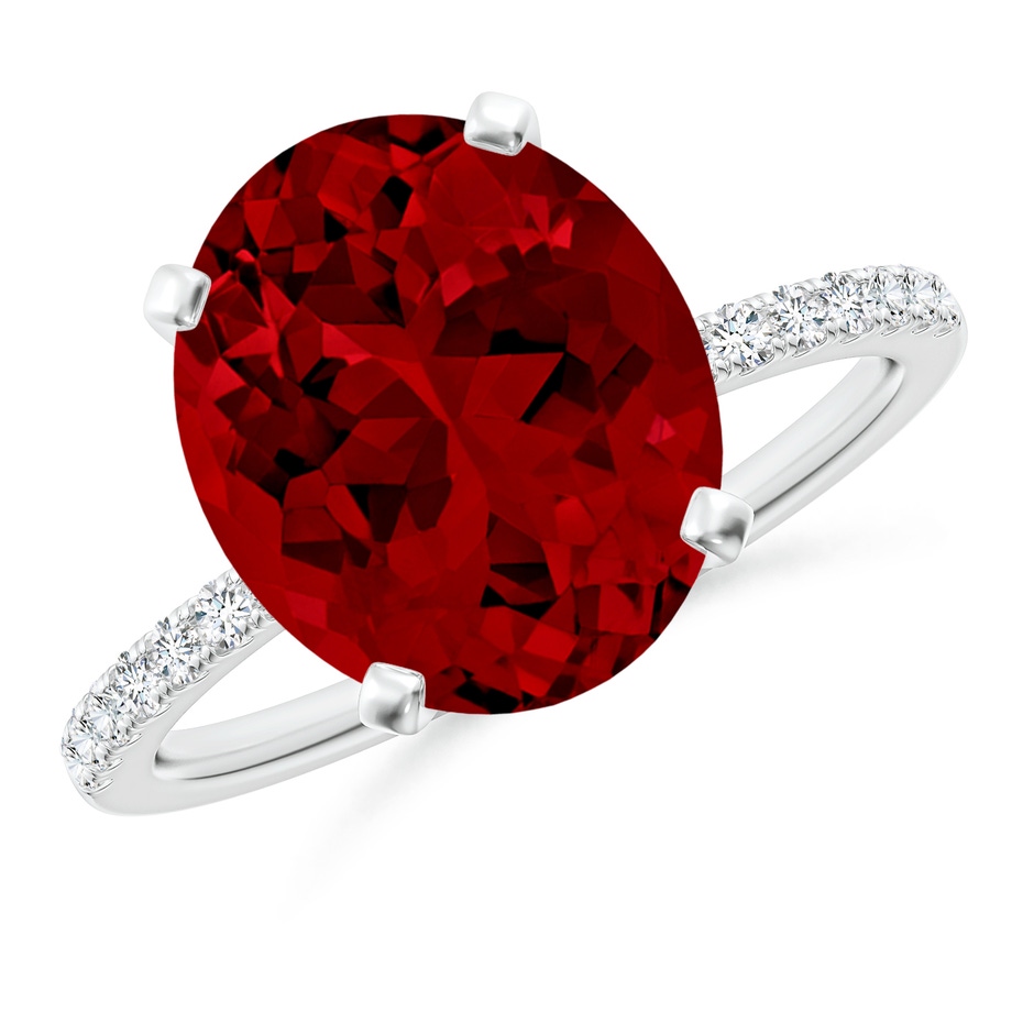 12x10mm Labgrown Lab-Grown Peg Head Oval Ruby Classic Engagement Ring in White Gold 