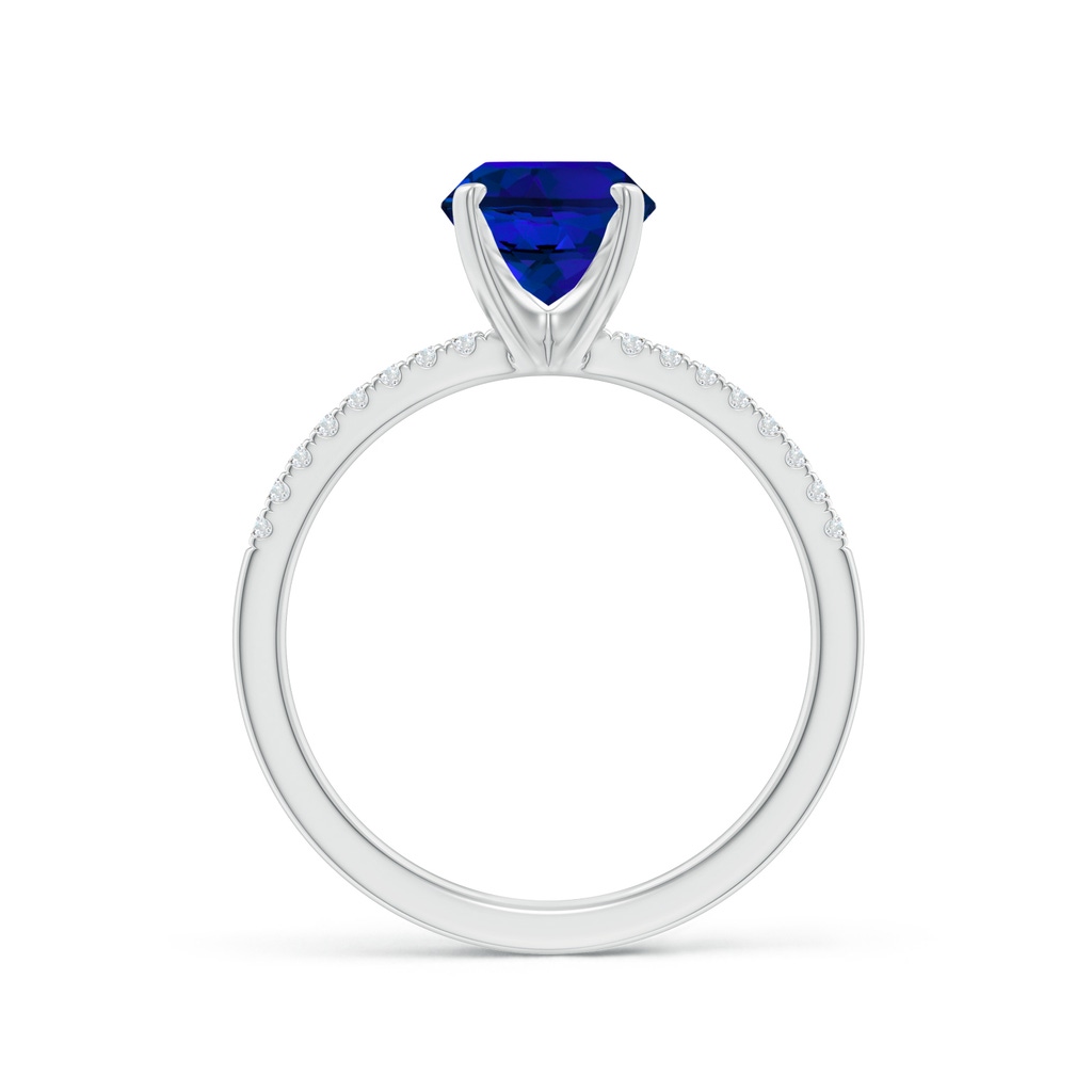 9x7mm Labgrown Lab-Grown Peg Head Oval Blue Sapphire Classic Engagement Ring in White Gold Side 199