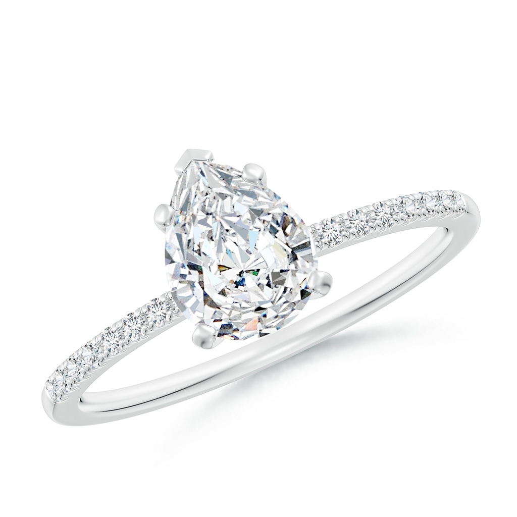 7.7x5.7mm FGVS Lab-Grown Peg Head Pear Diamond Classic Engagement Ring in White Gold