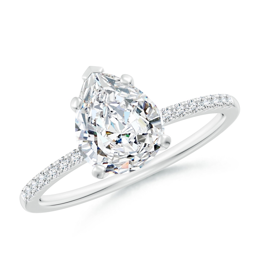 9x7mm FGVS Lab-Grown Peg Head Pear Diamond Classic Engagement Ring in White Gold