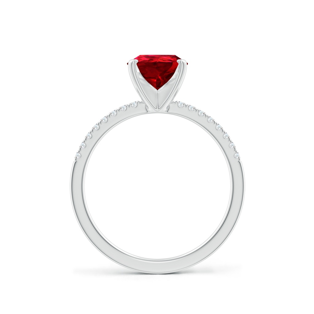 9x7mm Labgrown Lab-Grown Peg Head Pear Ruby Classic Engagement Ring in White Gold Side 199
