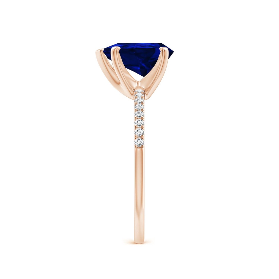 10x8mm Labgrown Lab-Grown Peg Head Pear Blue Sapphire Classic Engagement Ring in 18K Rose Gold side 299