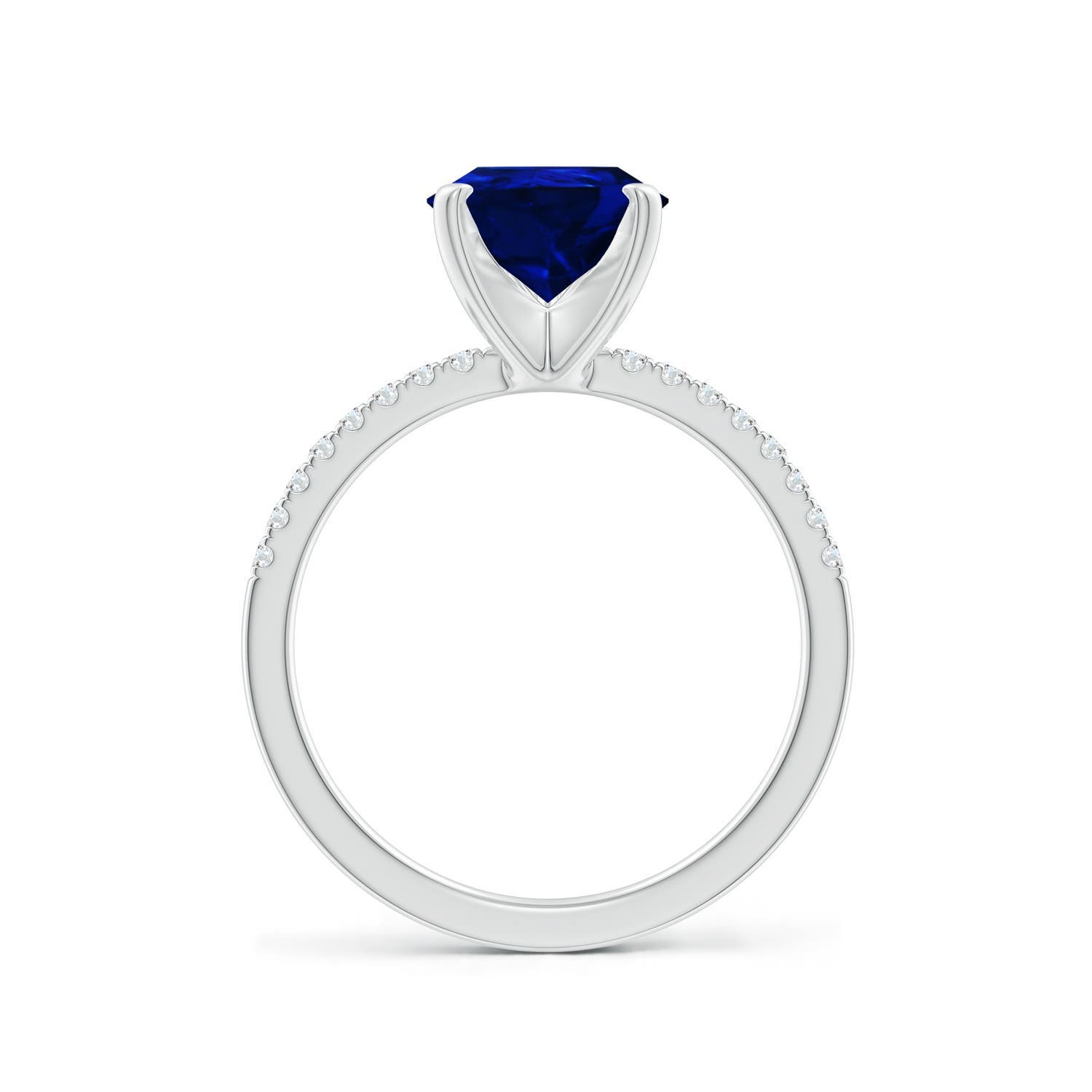 10x8mm Labgrown Lab-Grown Peg Head Pear Blue Sapphire Classic Engagement Ring in 18K White Gold