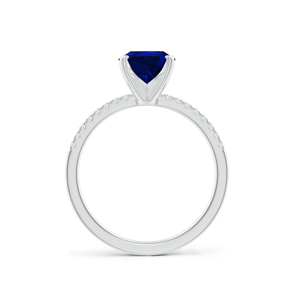 9x7mm Labgrown Lab-Grown Peg Head Pear Blue Sapphire Classic Engagement Ring in White Gold - side 199