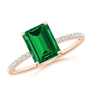 8x6mm Labgrown Lab-Grown Peg Head Emerald-Cut Emerald Classic Engagement Ring in 9K Rose Gold