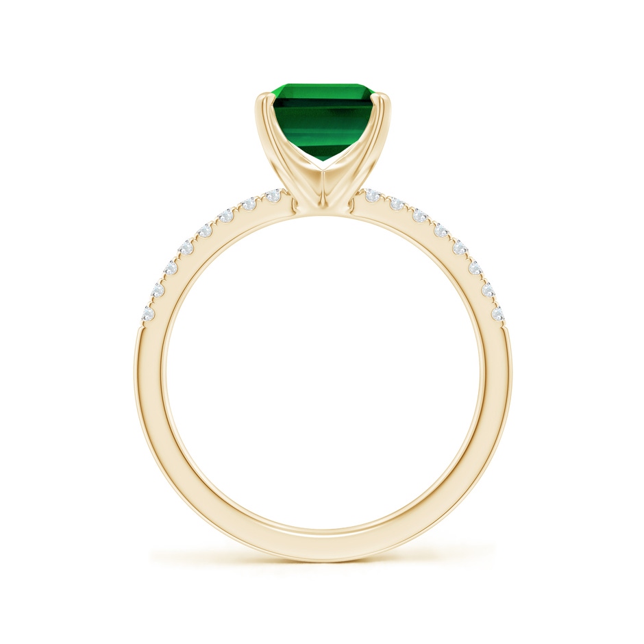 9x7mm Labgrown Lab-Grown Peg Head Emerald-Cut Emerald Classic Engagement Ring in 18K Yellow Gold side 199