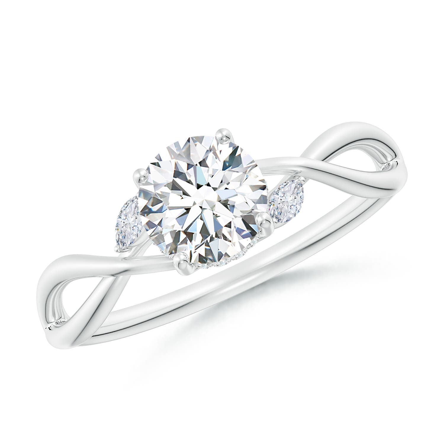 5.9mm FGVS Lab-Grown Nature-Inspired Round Diamond Hidden Halo Engagement Ring in 18CT White Gold