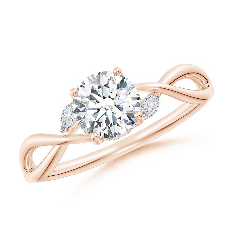 5.9mm FGVS Lab-Grown Nature-Inspired Round Diamond Hidden Halo Engagement Ring in Rose Gold 