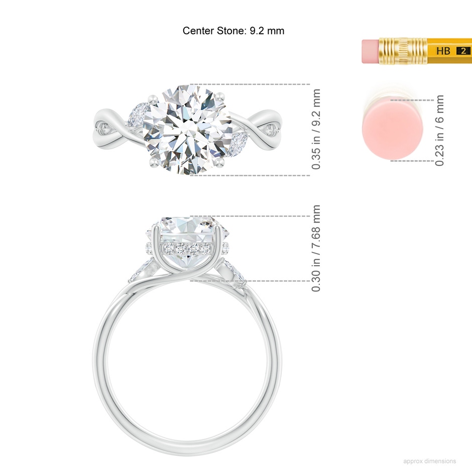 9.2mm FGVS Lab-Grown Nature-Inspired Round Diamond Hidden Halo Engagement Ring in P950 Platinum ruler