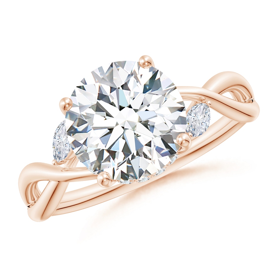 9.2mm FGVS Lab-Grown Nature-Inspired Round Diamond Hidden Halo Engagement Ring in Rose Gold 