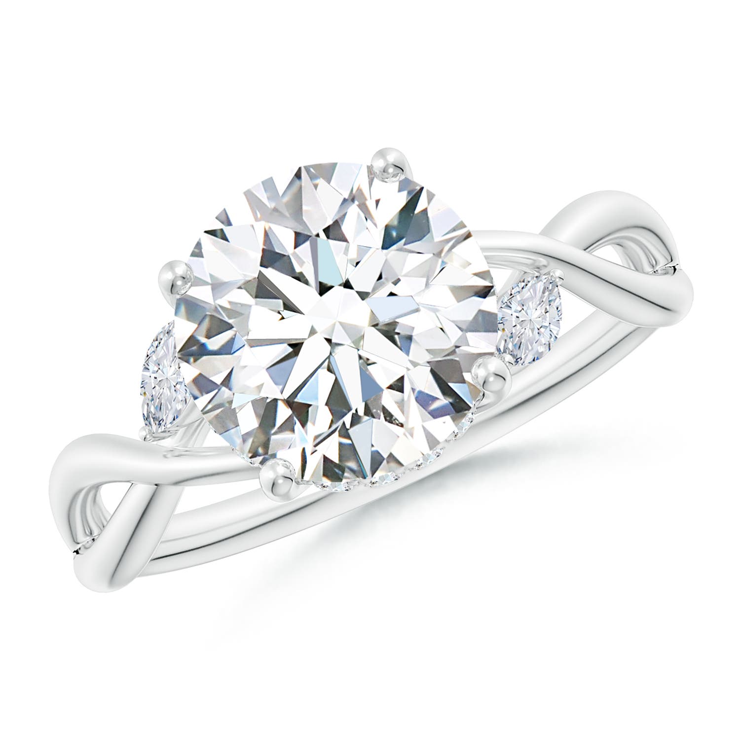 9.2mm FGVS Lab-Grown Nature-Inspired Round Diamond Hidden Halo Engagement Ring in White Gold