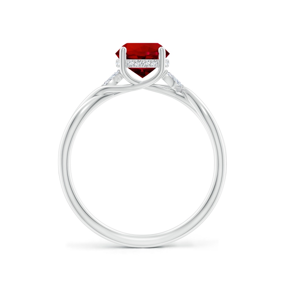 6.5mm Labgrown Lab-Grown Nature-Inspired Round Ruby Hidden Halo Engagement Ring in White Gold side 199