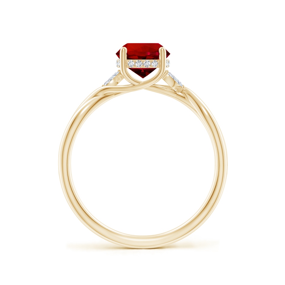 6.5mm Labgrown Lab-Grown Nature-Inspired Round Ruby Hidden Halo Engagement Ring in Yellow Gold side 199