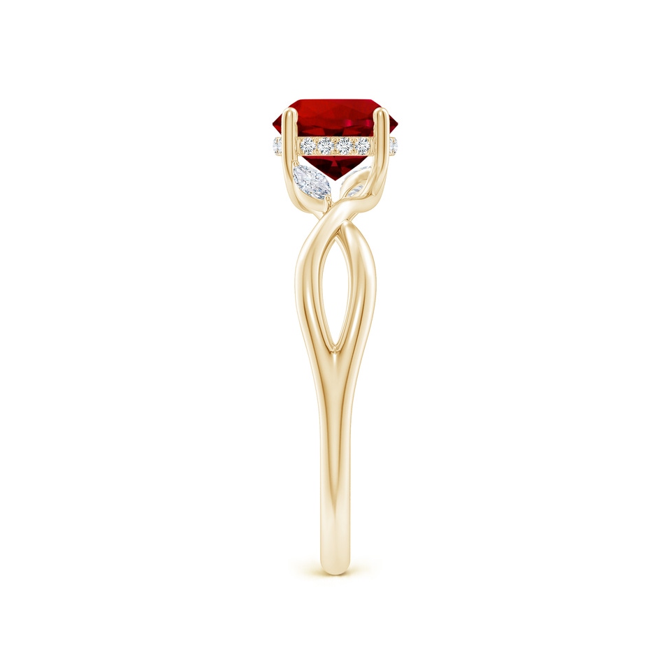 6.5mm Labgrown Lab-Grown Nature-Inspired Round Ruby Hidden Halo Engagement Ring in Yellow Gold side 299