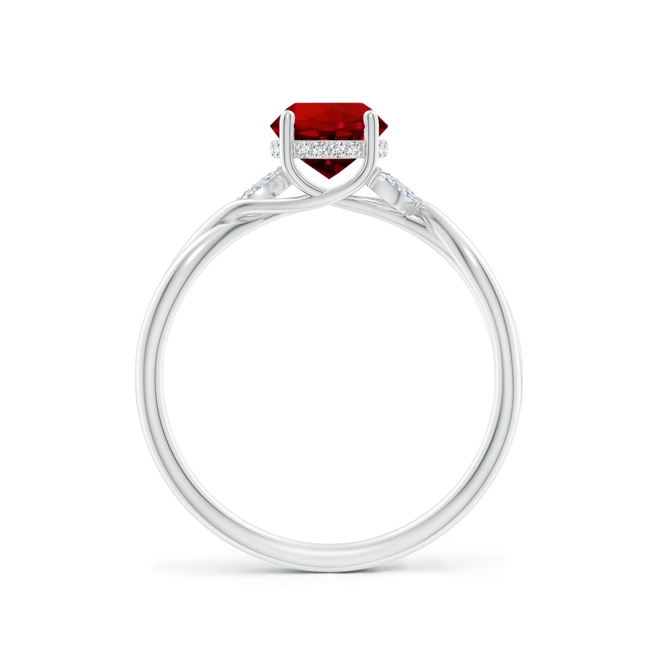 6mm Labgrown Lab-Grown Nature-Inspired Round Ruby Hidden Halo Engagement Ring in P950 Platinum side 199