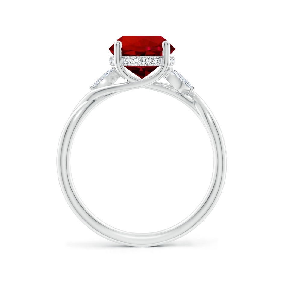 8mm Labgrown Lab-Grown Nature-Inspired Round Ruby Hidden Halo Engagement Ring in 18K White Gold side 199