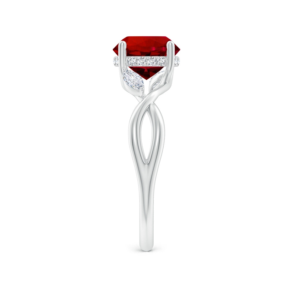 8mm Labgrown Lab-Grown Nature-Inspired Round Ruby Hidden Halo Engagement Ring in 18K White Gold side 299