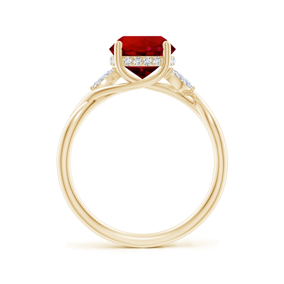 8mm Labgrown Lab-Grown Nature-Inspired Round Ruby Hidden Halo Engagement Ring in Yellow Gold side 199