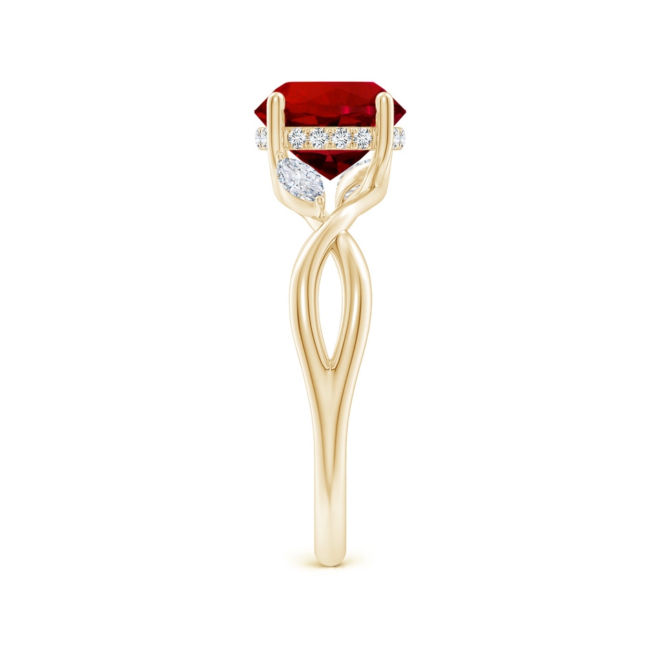 8mm Labgrown Lab-Grown Nature-Inspired Round Ruby Hidden Halo Engagement Ring in Yellow Gold side 299