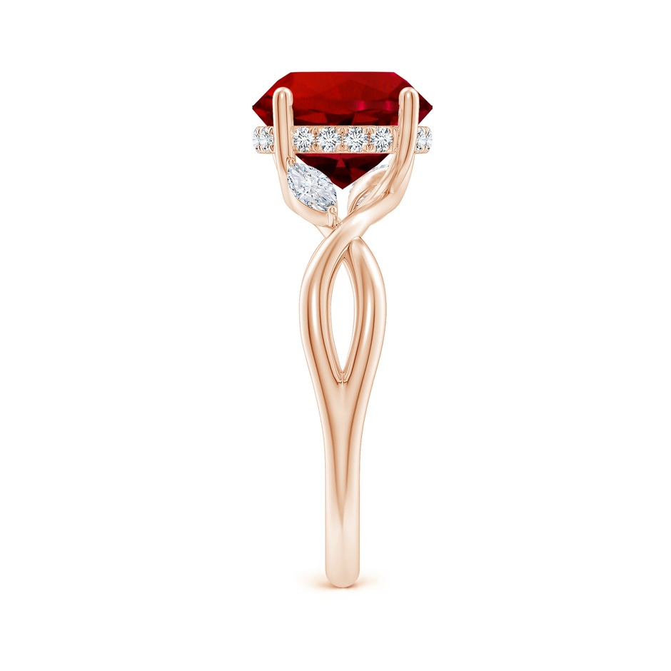 9mm Labgrown Lab-Grown Nature-Inspired Round Ruby Hidden Halo Engagement Ring in Rose Gold side 299