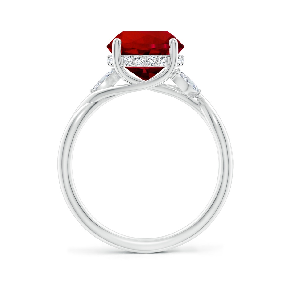 9mm Labgrown Lab-Grown Nature-Inspired Round Ruby Hidden Halo Engagement Ring in White Gold side 199