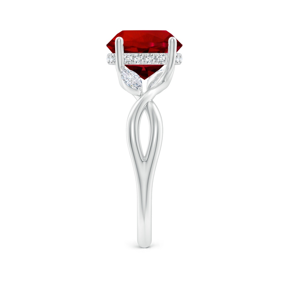 9mm Labgrown Lab-Grown Nature-Inspired Round Ruby Hidden Halo Engagement Ring in White Gold side 299