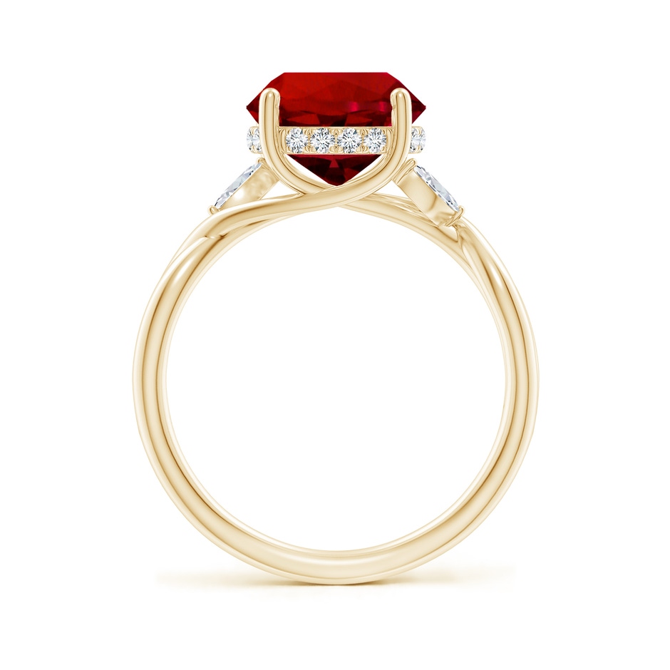9mm Labgrown Lab-Grown Nature-Inspired Round Ruby Hidden Halo Engagement Ring in Yellow Gold side 199
