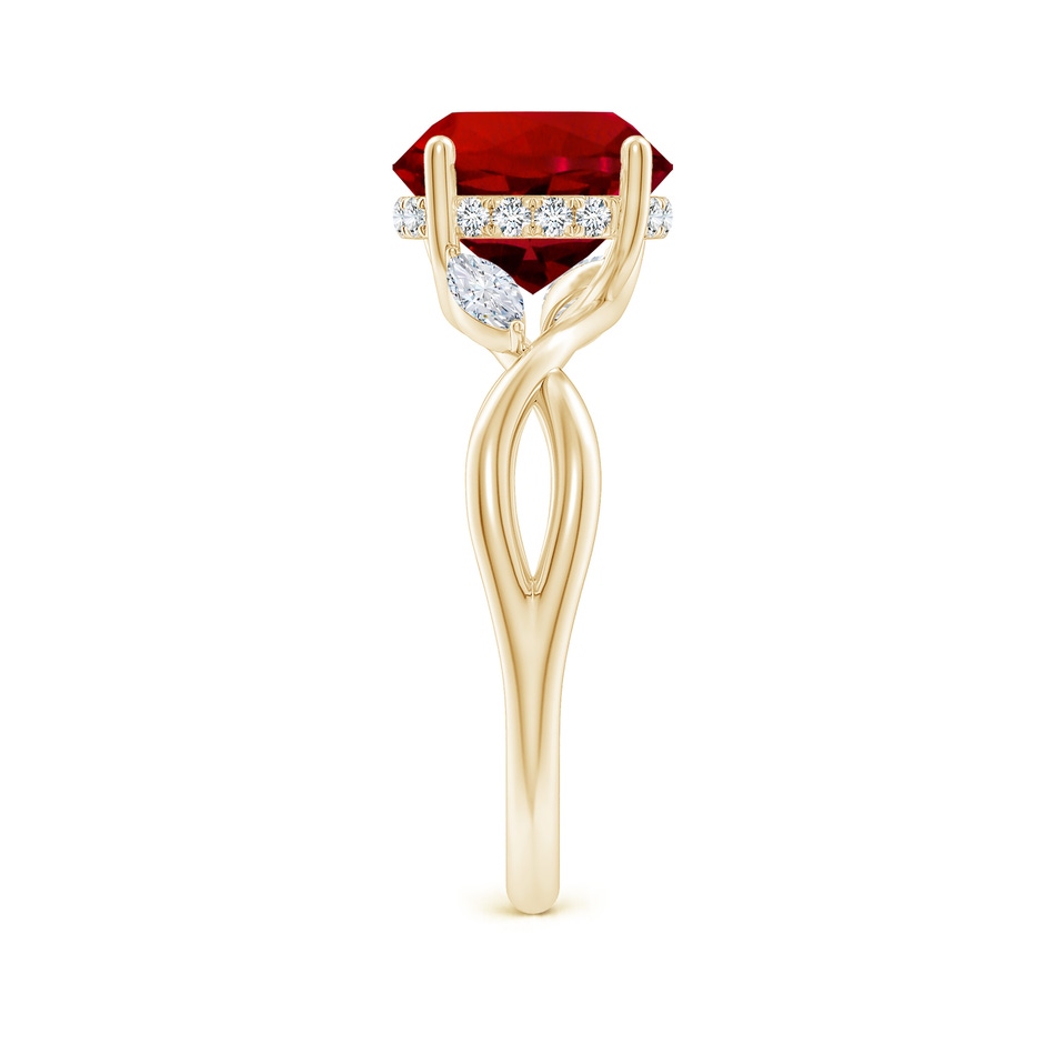 9mm Labgrown Lab-Grown Nature-Inspired Round Ruby Hidden Halo Engagement Ring in Yellow Gold side 299