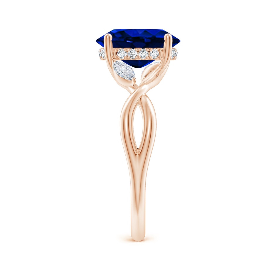 10x8mm Labgrown Lab-Grown Nature-Inspired Oval Blue Sapphire Hidden Halo Engagement Ring in 18K Rose Gold side 299