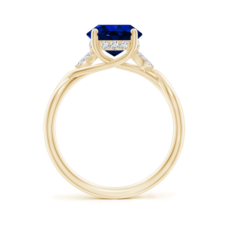 10x8mm Labgrown Lab-Grown Nature-Inspired Oval Blue Sapphire Hidden Halo Engagement Ring in 18K Yellow Gold side 199