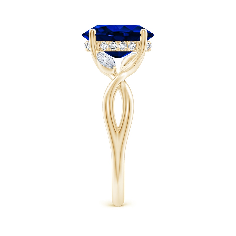 10x8mm Labgrown Lab-Grown Nature-Inspired Oval Blue Sapphire Hidden Halo Engagement Ring in 18K Yellow Gold side 299