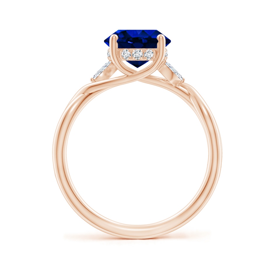 10x8mm Labgrown Lab-Grown Nature-Inspired Oval Blue Sapphire Hidden Halo Engagement Ring in Rose Gold side 199
