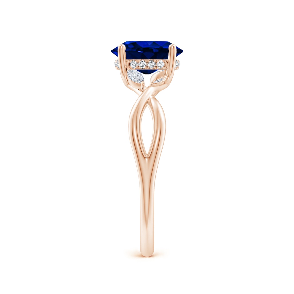 8x6mm Labgrown Lab-Grown Nature-Inspired Oval Blue Sapphire Hidden Halo Engagement Ring in Rose Gold side 299