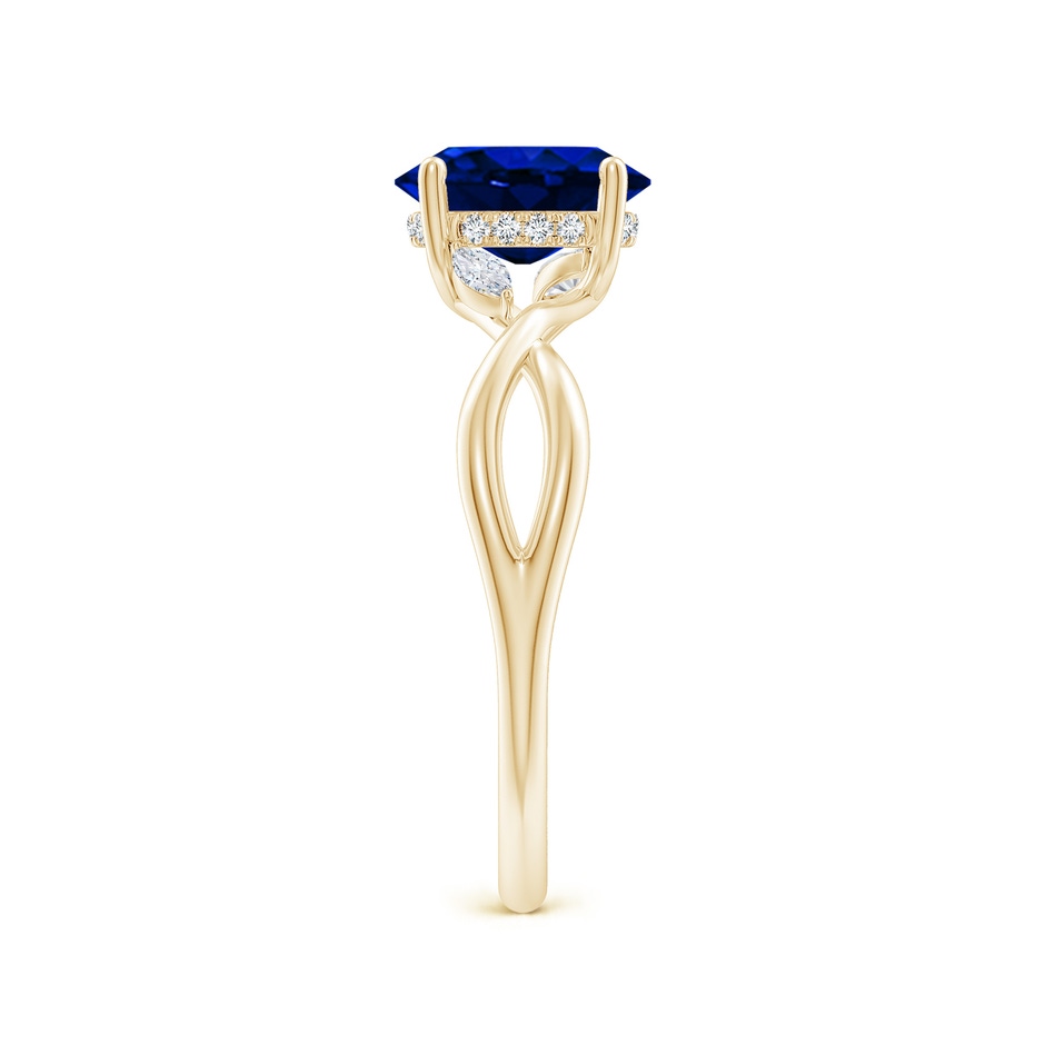 8x6mm Labgrown Lab-Grown Nature-Inspired Oval Blue Sapphire Hidden Halo Engagement Ring in Yellow Gold side 299