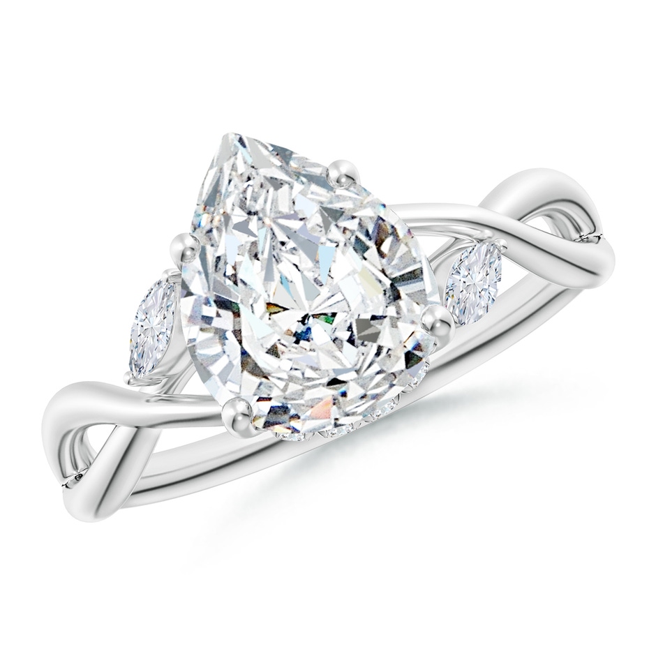 10x8mm FGVS Lab-Grown Nature-Inspired Pear Diamond Hidden Halo Engagement Ring in White Gold 