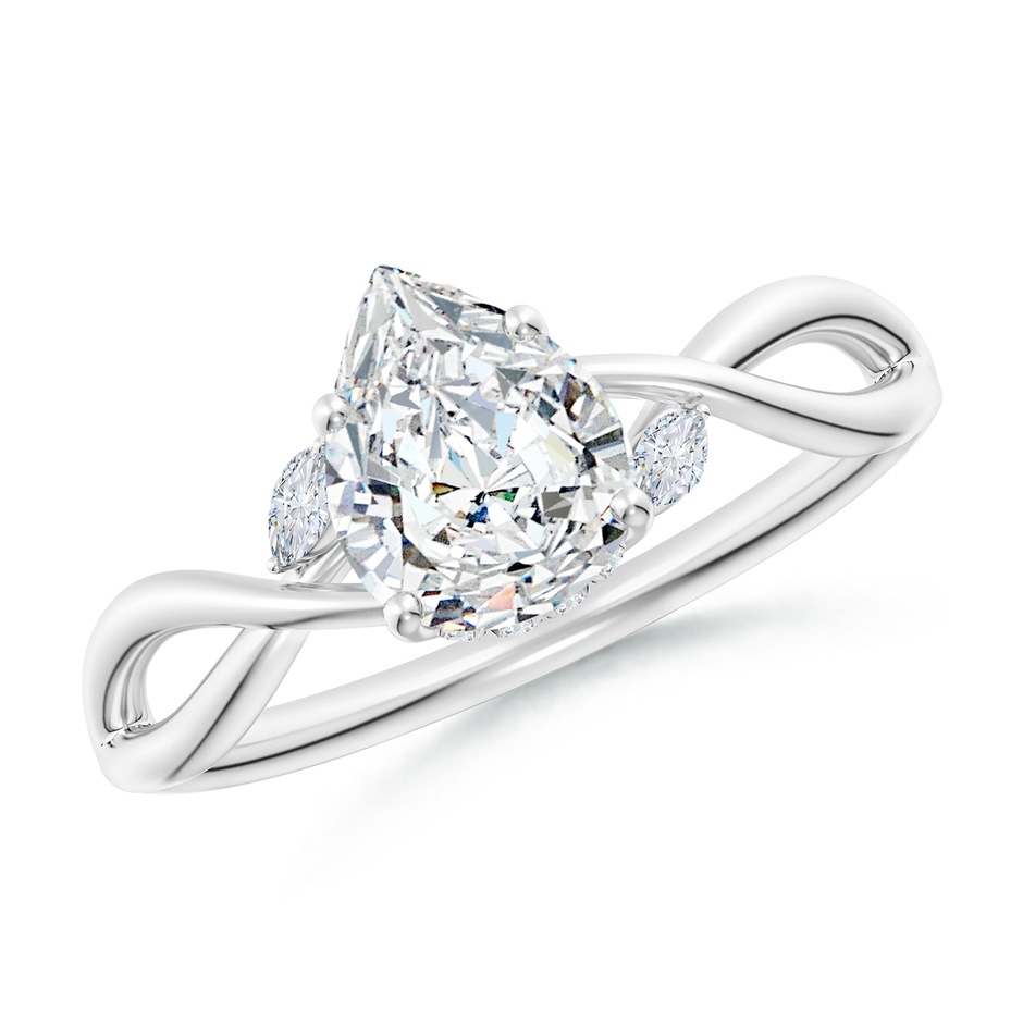 7.7x5.7mm FGVS Lab-Grown Nature-Inspired Pear Diamond Hidden Halo Engagement Ring in P950 Platinum 
