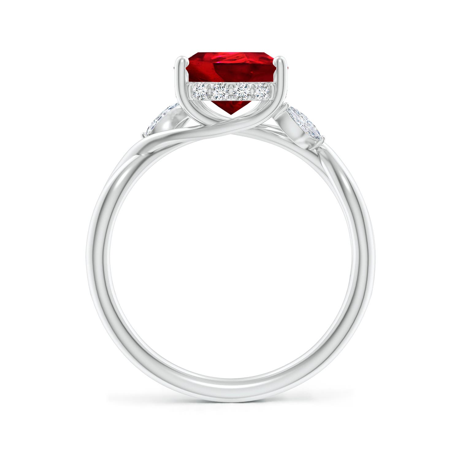 10x8mm Labgrown Lab-Grown Nature-Inspired Pear Ruby Hidden Halo Engagement Ring in P950 Platinum