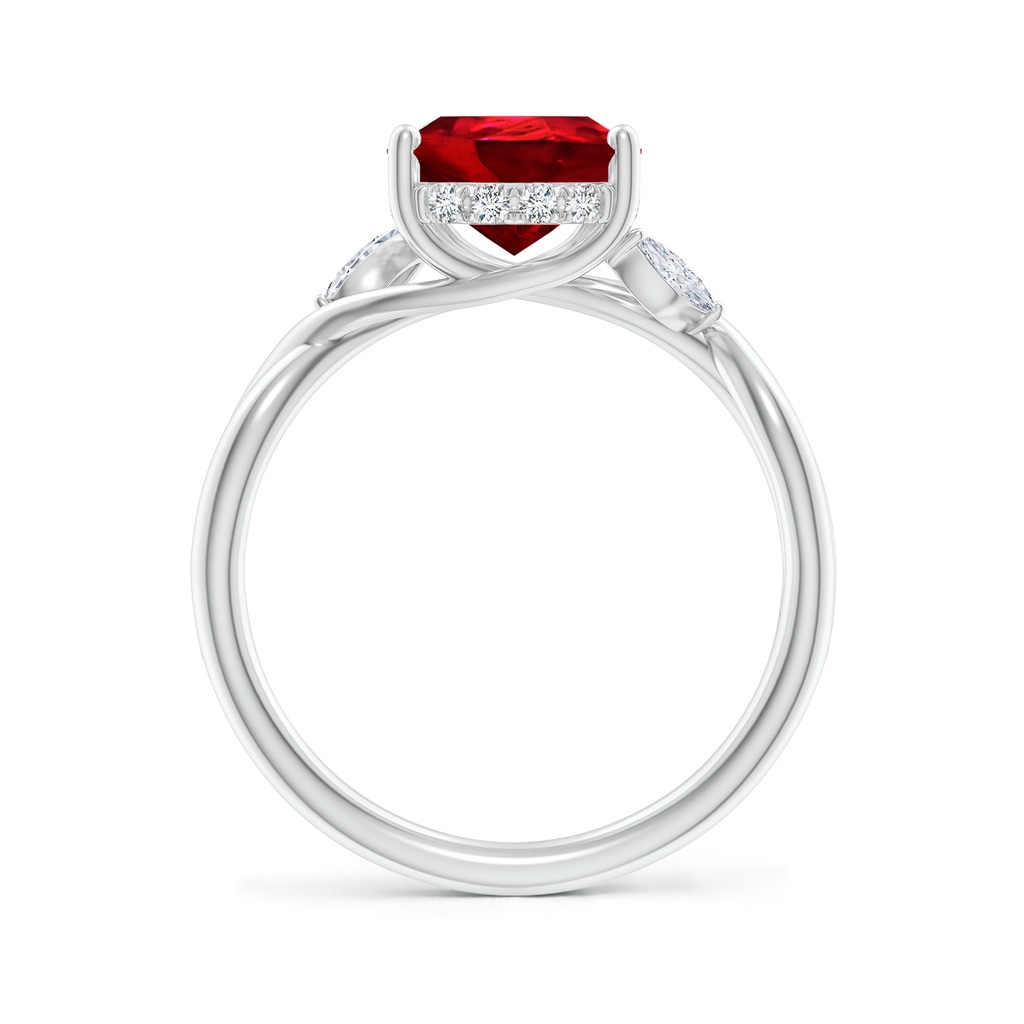 10x8mm Labgrown Lab-Grown Nature-Inspired Pear Ruby Hidden Halo Engagement Ring in P950 Platinum - side 199