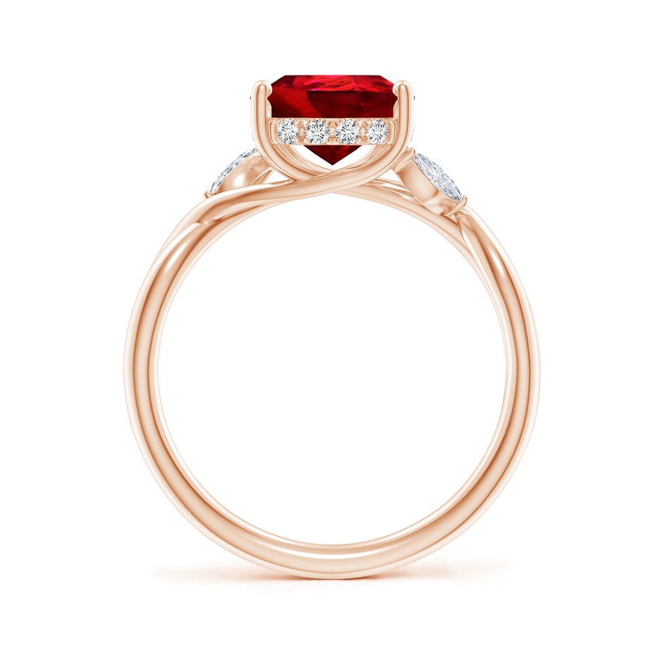 10x8mm Labgrown Lab-Grown Nature-Inspired Pear Ruby Hidden Halo Engagement Ring in Rose Gold side 199