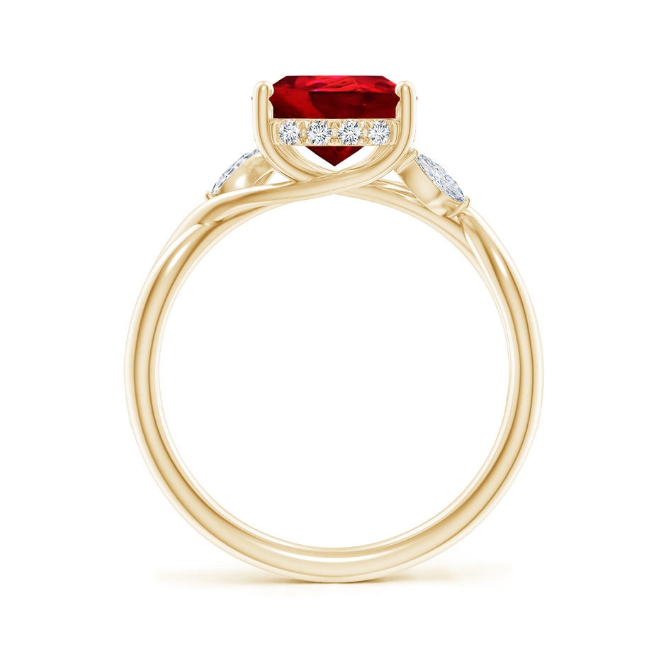 10x8mm Labgrown Lab-Grown Nature-Inspired Pear Ruby Hidden Halo Engagement Ring in Yellow Gold side 199