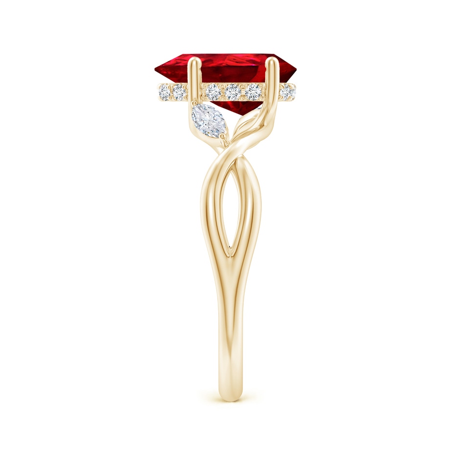 10x8mm Labgrown Lab-Grown Nature-Inspired Pear Ruby Hidden Halo Engagement Ring in Yellow Gold side 299