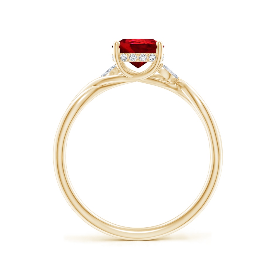 8x6mm Labgrown Lab-Grown Nature-Inspired Pear Ruby Hidden Halo Engagement Ring in Yellow Gold side 199