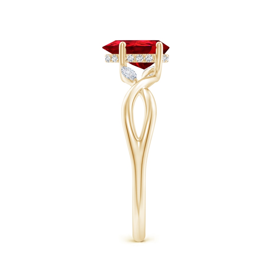 8x6mm Labgrown Lab-Grown Nature-Inspired Pear Ruby Hidden Halo Engagement Ring in Yellow Gold side 299