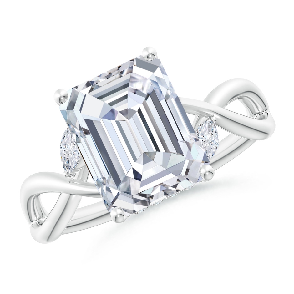 10x7.5mm FGVS Lab-Grown Nature-Inspired Emerald-Cut Diamond Hidden Halo Engagement Ring in White Gold 