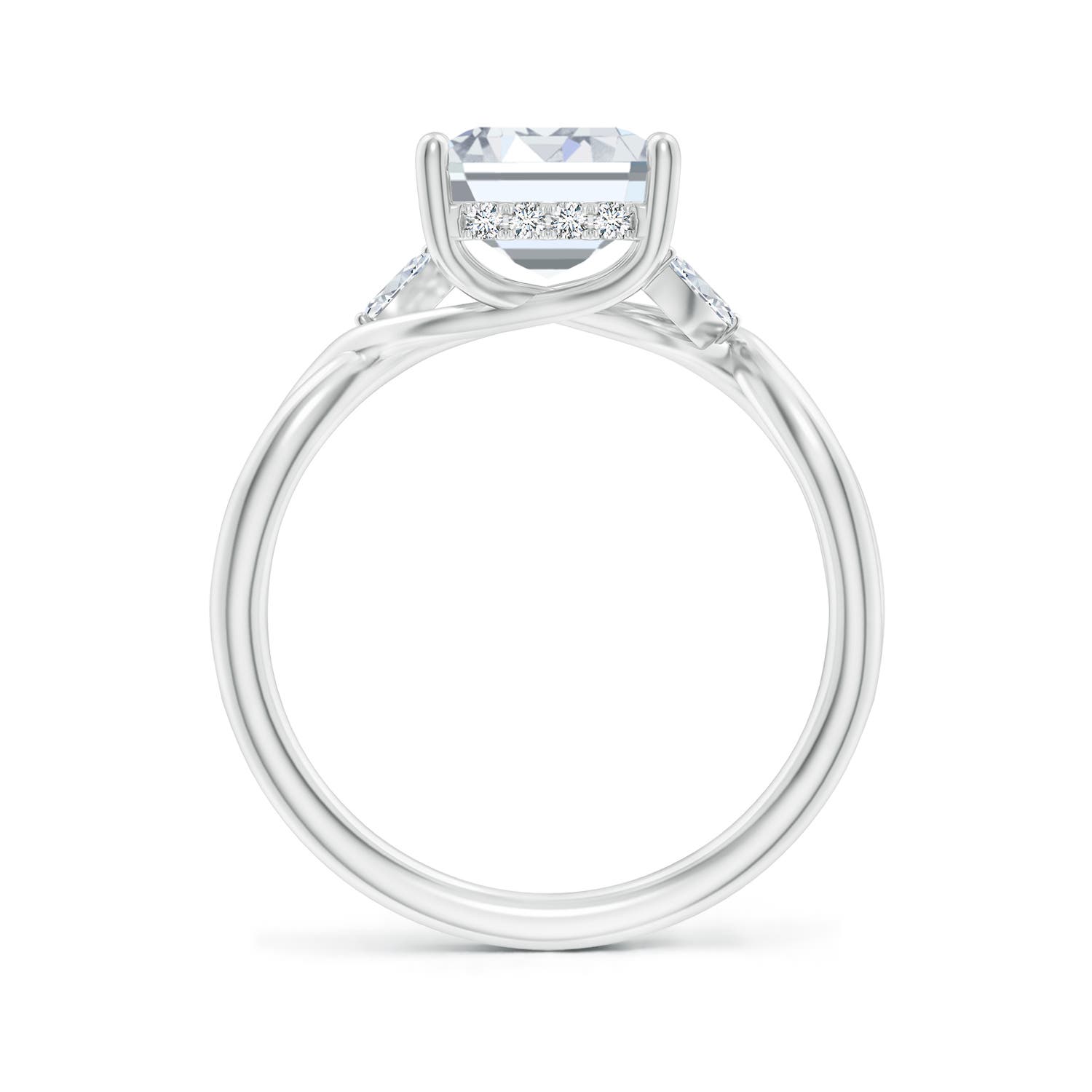 10x7.5mm FGVS Lab-Grown Nature-Inspired Emerald-Cut Diamond Hidden Halo Engagement Ring in White Gold