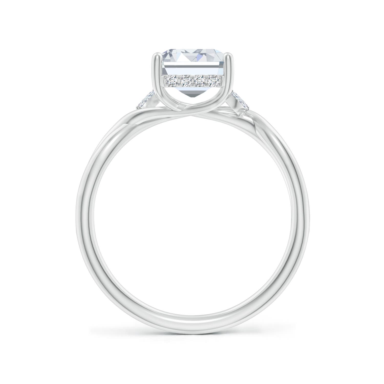 8.5x6.5mm FGVS Lab-Grown Nature-Inspired Emerald-Cut Diamond Hidden Halo Engagement Ring in 18K White Gold